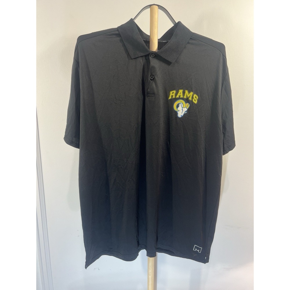 MSX Michael Strahan Los Angeles Rams Polo Mens Large Black NFL Performance